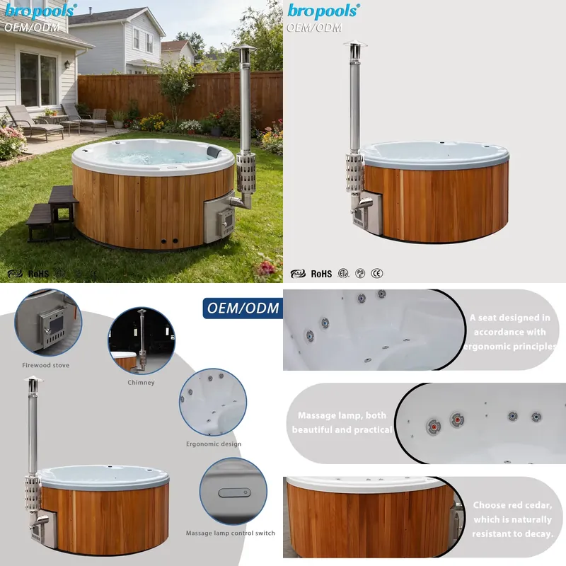 Spa Wellness Design - 4-Person Cedar Acrylic Whirlpool Massage Modern